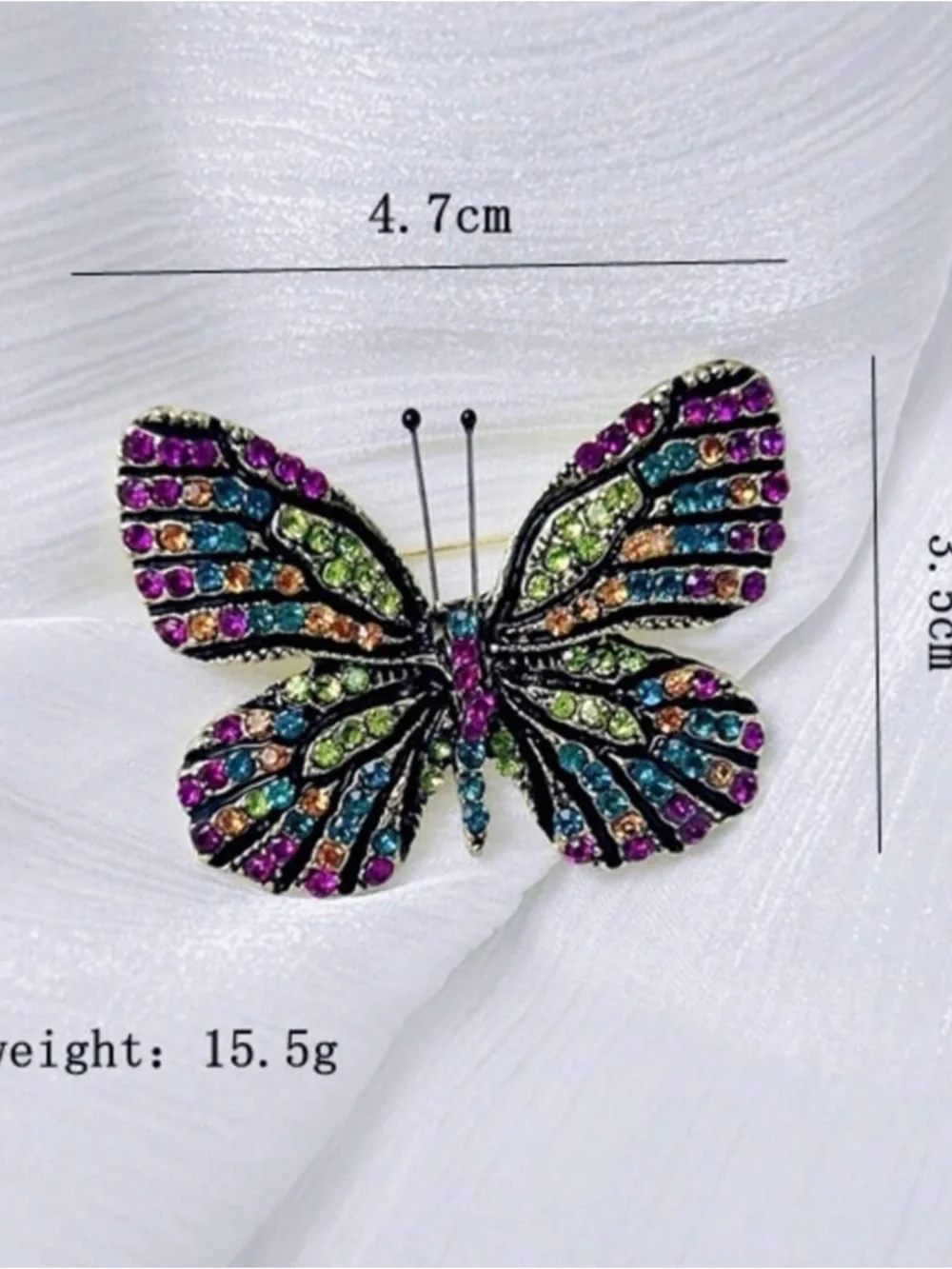 Multicolor Jeweled Butterfly Pin Brooch